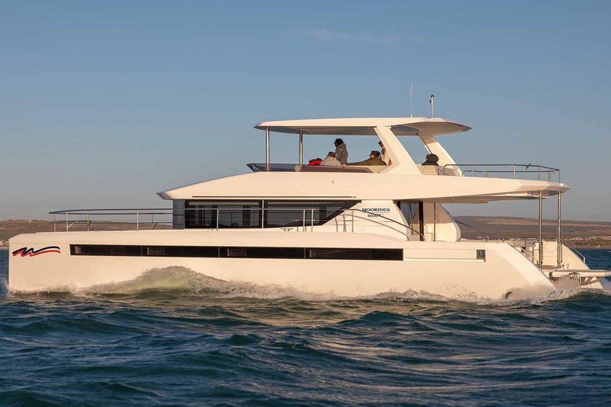 Exterior view of Moorings 464PC Exclusive, a Leopard 46PC catamaran at Central Abaco, Bahamas