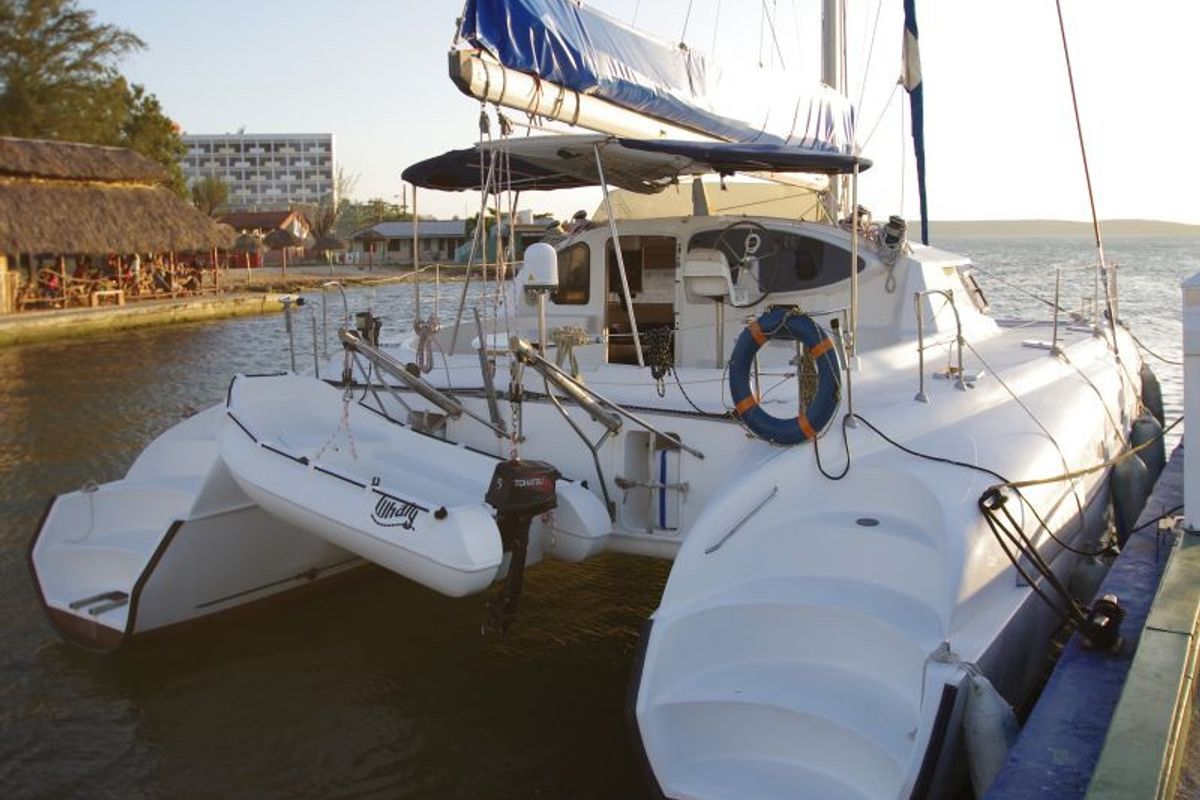 Exterior view of Carlos, a Fountaine Pajot Bahia 46 catamaran at Cienfuegos, Cuba
