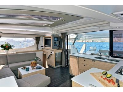 Salon of Helidoni, a Fountaine Pajot Tanna 47 catamaran at Volos Municipality, Greece