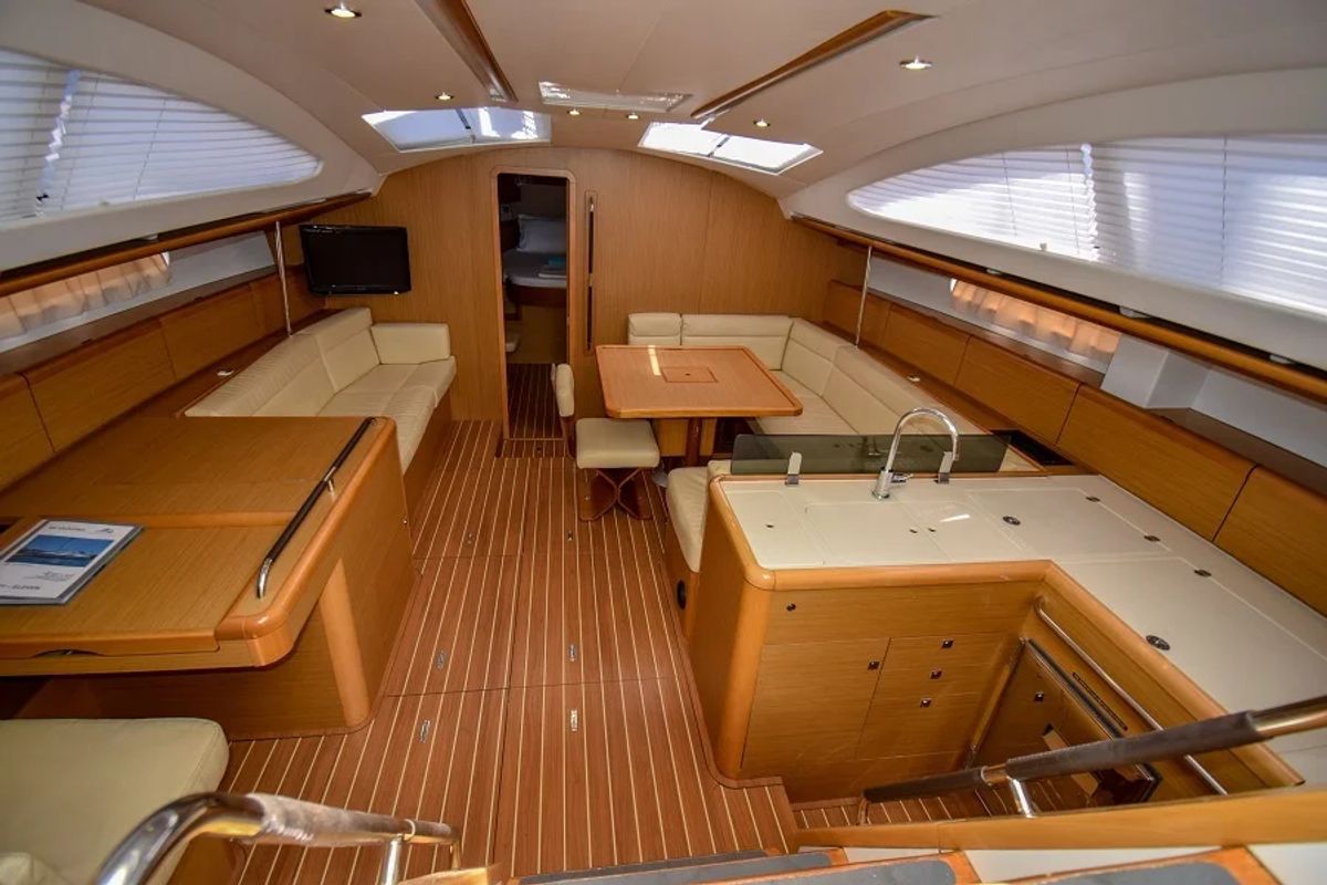 Salon of Eleven, a Jeanneau Sun Odyssey 50DS sailboat at Marmaris, Turkey