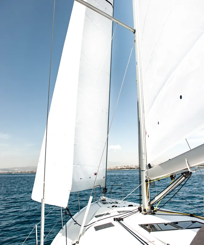 Exterior view of Porto Fino, a Jeanneau Sun Odyssey 490 sailboat at Athens, Greece