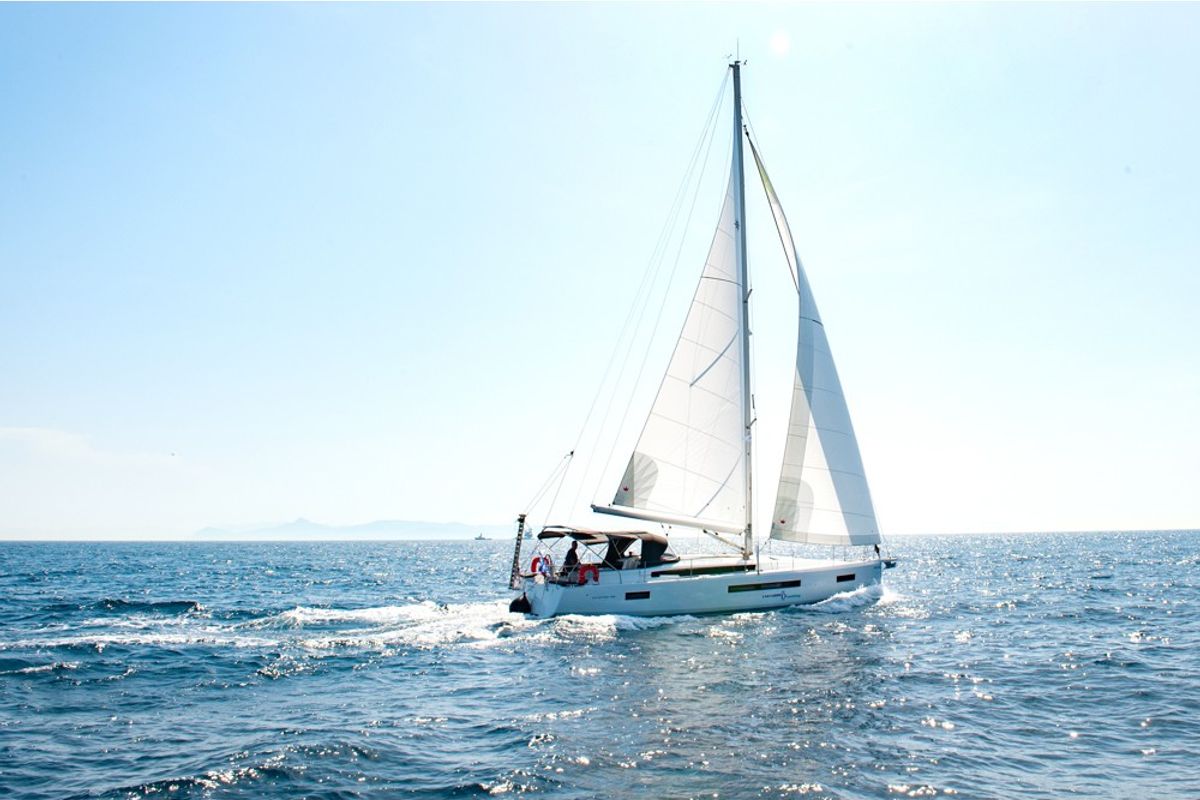 Exterior view of Porto Fino, a Jeanneau Sun Odyssey 490 sailboat at Athens, Greece
