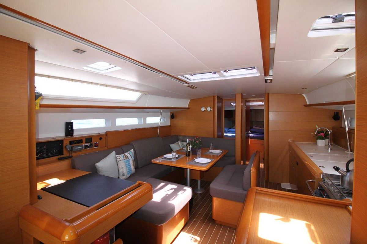 Salon of King of hearts - (A/C - Generator - Refit 2022), a Jeanneau Sun Odyssey 509 sailboat at Athens, Greece