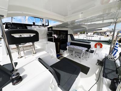 Deck of Amaryllis, a Lagoon 42 catamaran at Athens, Greece