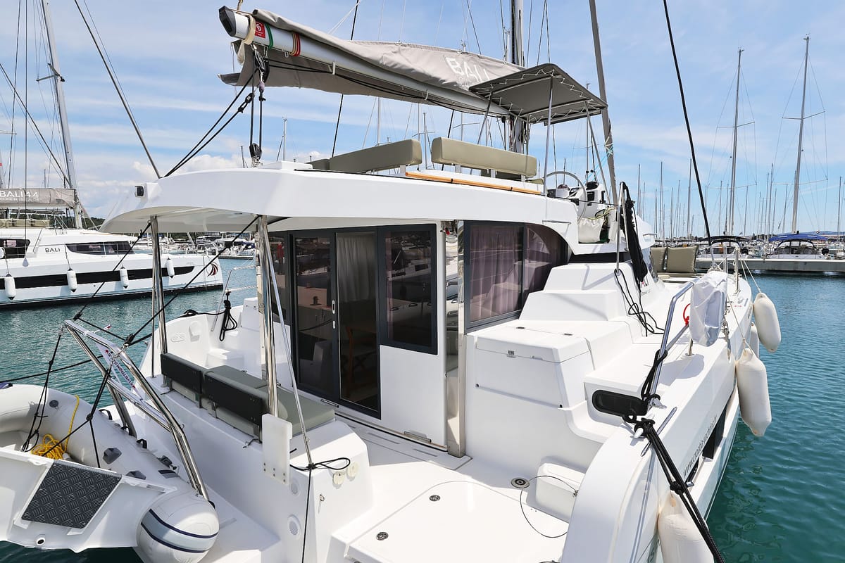 Deck of Esteri, a Bali Catspace catamaran at Općina Sukošan, Croatia