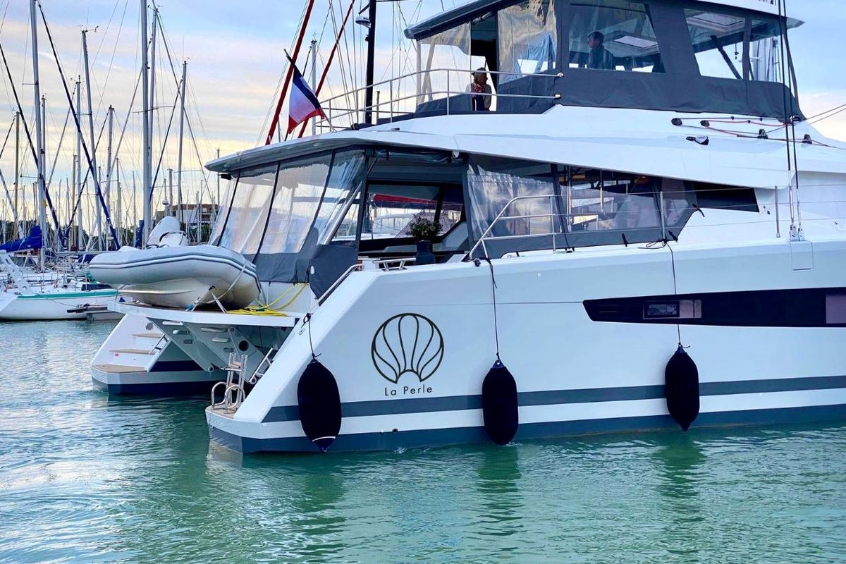 LA PERLE, a Fountaine Pajot Samana 59 catamaran at Road Town, British Virgin Islands