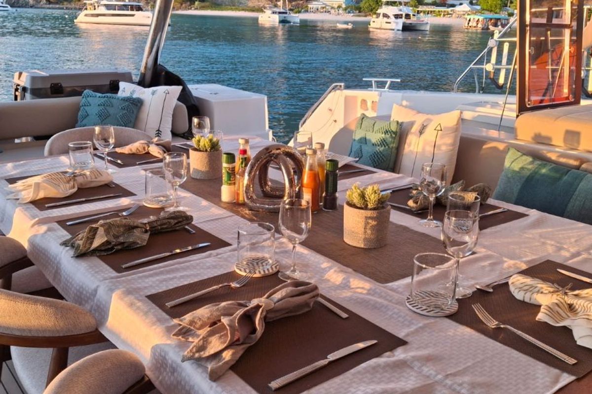 LA PERLE, a Fountaine Pajot Samana 59 catamaran at Road Town, British Virgin Islands