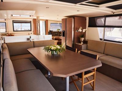 Salon of Senior, a Bali 4.6 catamaran at Marmaris, Turkey