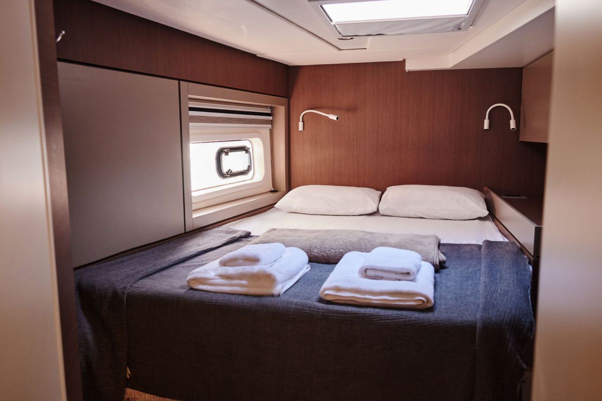 Cabin on Senior, a Bali 4.6 catamaran at Marmaris, Turkey