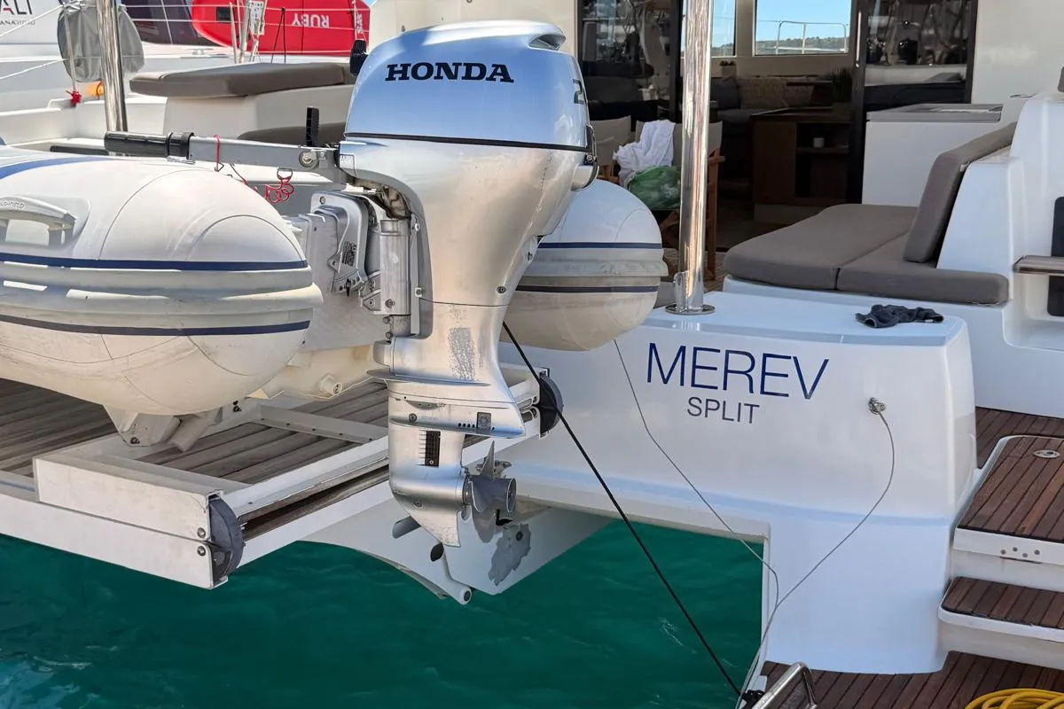 Merev, a Lagoon 50 catamaran at Seget Donji, Croatia