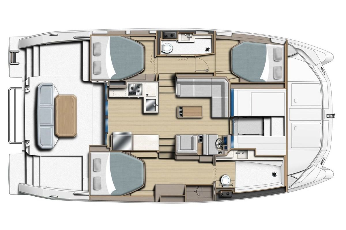 Floor plan of Moorings 403 PC Exclusive, a Leopard 40 PC catamaran at Gouvia, Greece