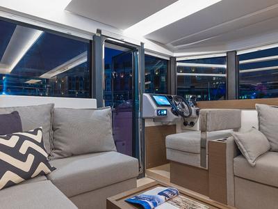 Salon of Moorings 403 PC Exclusive, a Leopard 40 PC catamaran at Gouvia, Greece
