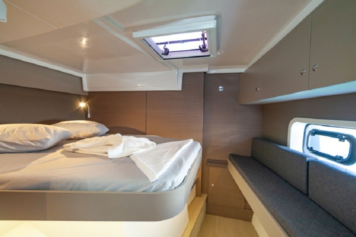 Cabin on Navegame, a Bali Catspace catamaran at Ibiza, Spain