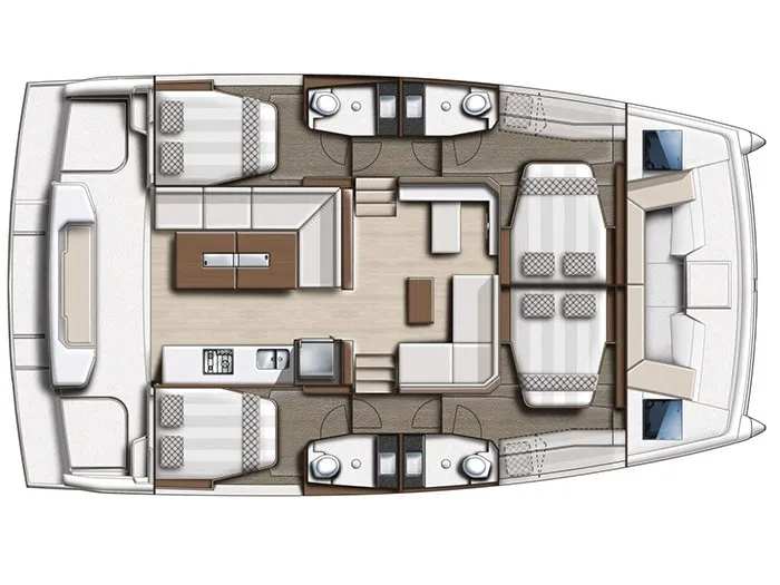 Floor plan of Navegame, a Bali Catspace catamaran at Ibiza, Spain