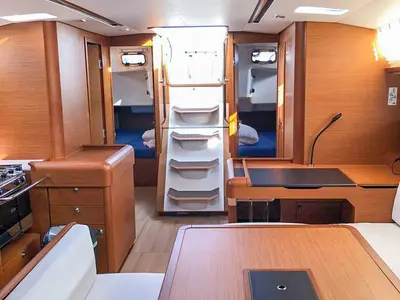 Salon of Misty, a Jeanneau Sun Odyssey 519 sailboat at Municipal Unit of Palairos, Greece