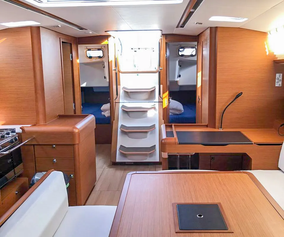 Salon of Misty, a Jeanneau Sun Odyssey 519 sailboat at Municipal Unit of Palairos, Greece