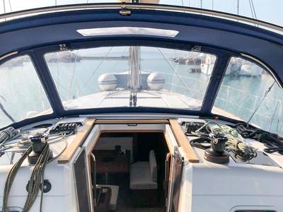 Deck of Misty, a Jeanneau Sun Odyssey 519 sailboat at Municipal Unit of Palairos, Greece