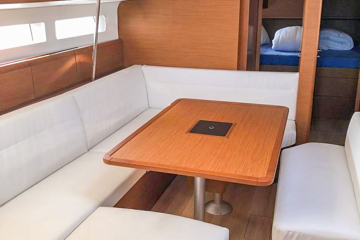 Salon of Misty, a Jeanneau Sun Odyssey 519 sailboat at Municipal Unit of Palairos, Greece