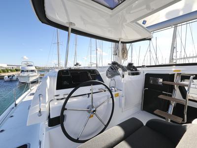 Cockpit of REA, a Lagoon 42 catamaran at Općina Sukošan, Croatia