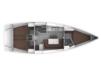 Floor plan of AF-BC41, a Bavaria Cruiser 41 sailboat at Municipal Unit of Rhodes, Greece