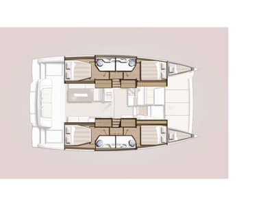 Floor plan of Solanna, a Bali 4.2 catamaran at Municipal Unit of Ellomenos, Greece