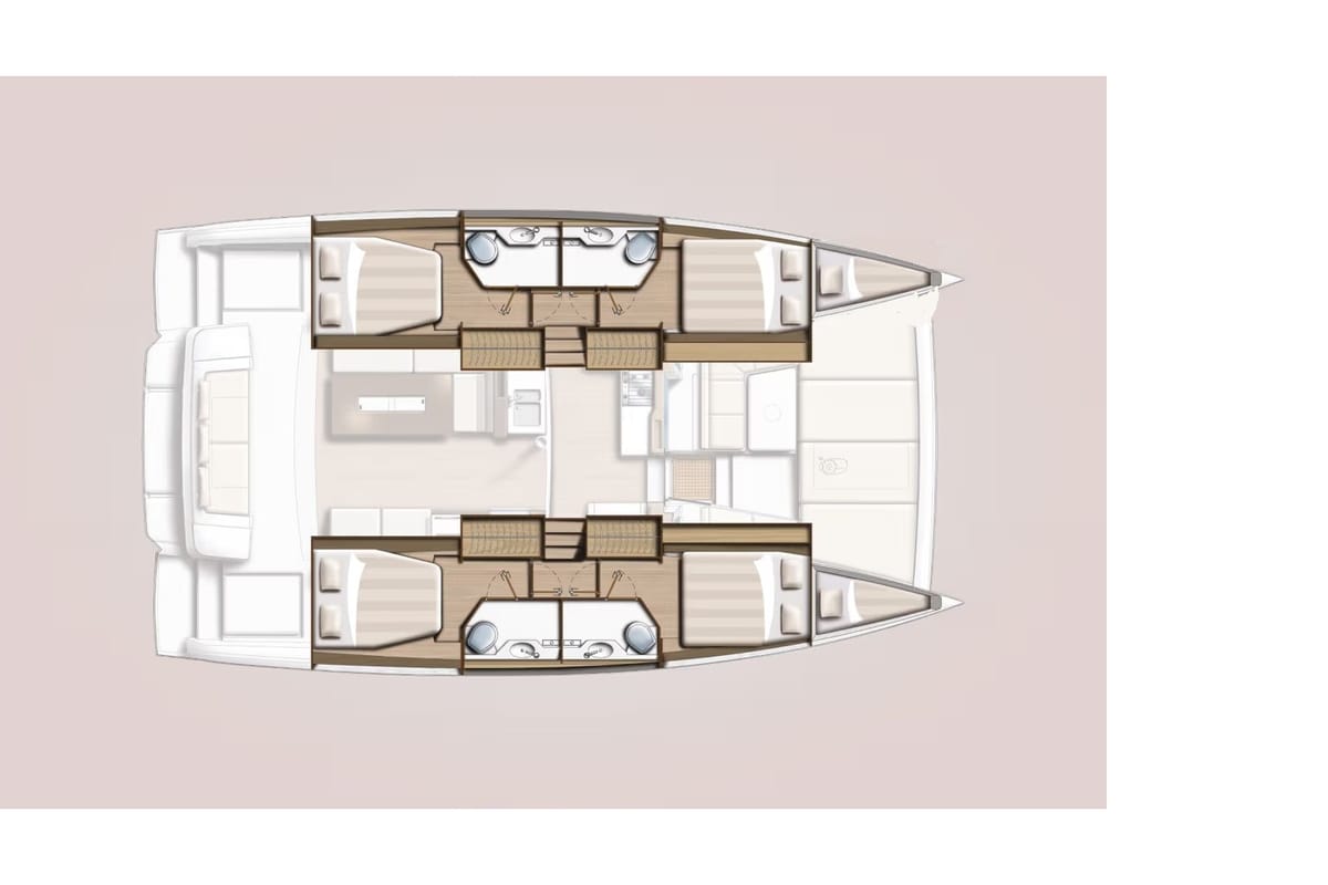 Floor plan of Solanna, a Bali 4.2 catamaran at Municipal Unit of Ellomenos, Greece