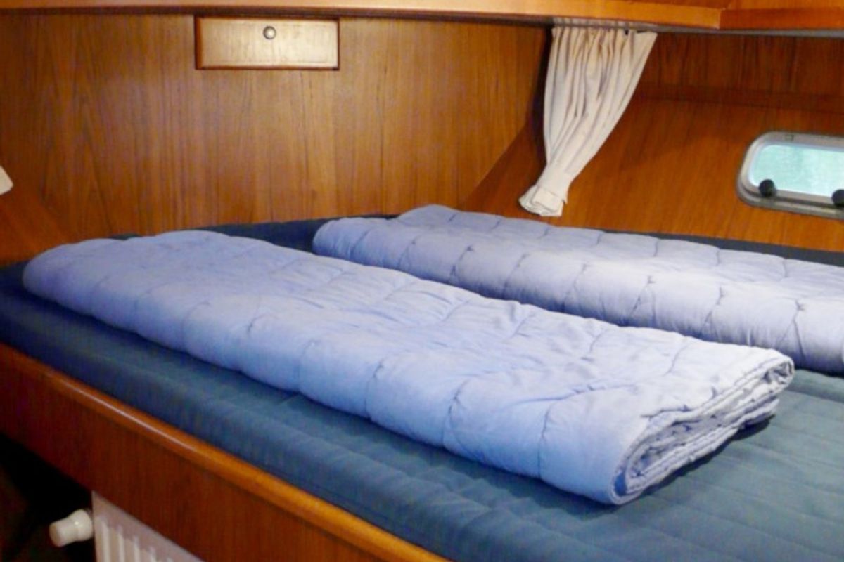 Cabin on Drait 130, a De Drait Renal 36 motorboat at Drachten, Netherlands