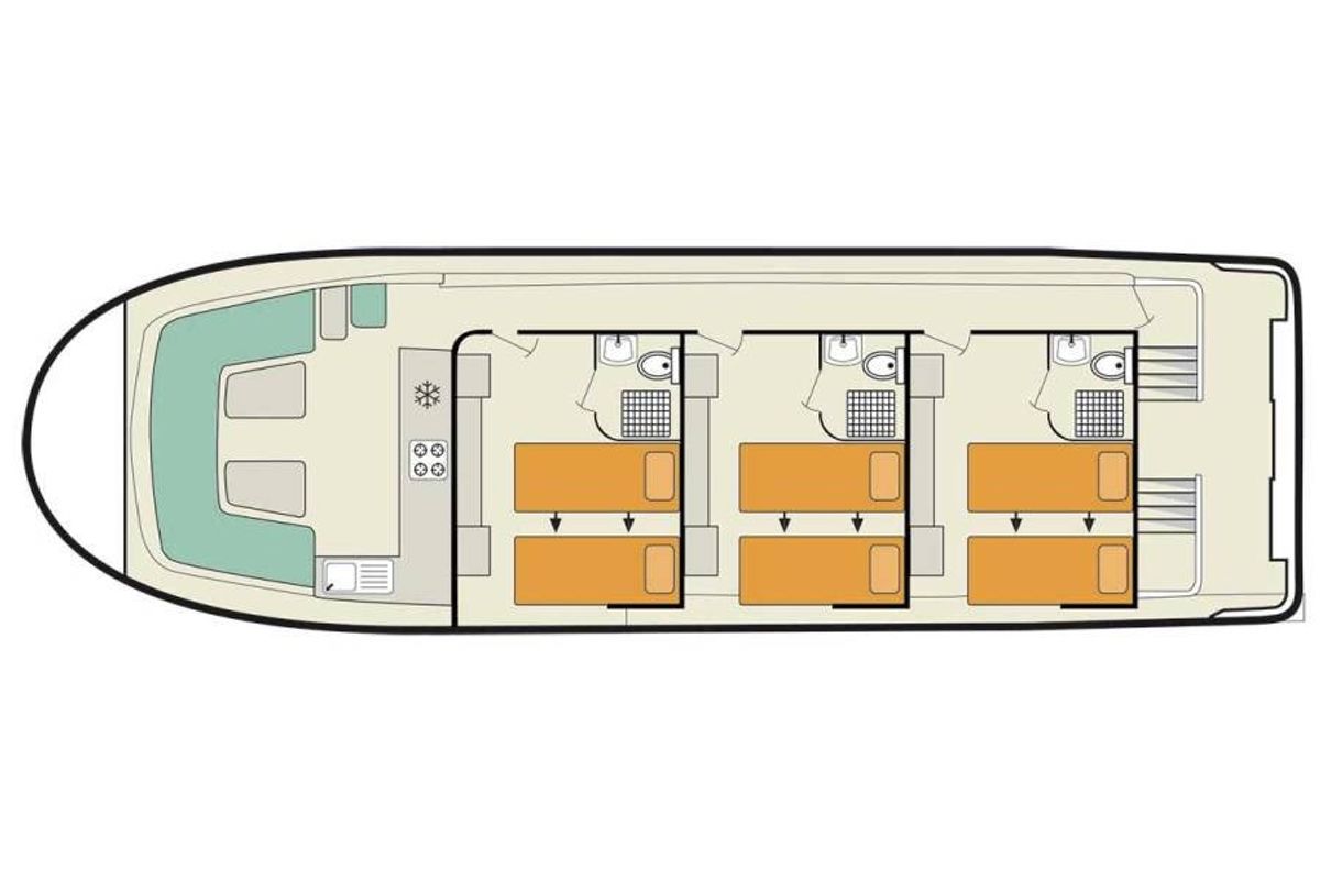 Floor plan of Vision3 - Comfort Plus 1, a Cygnet Vision 3 motorboat at Hessel, United States