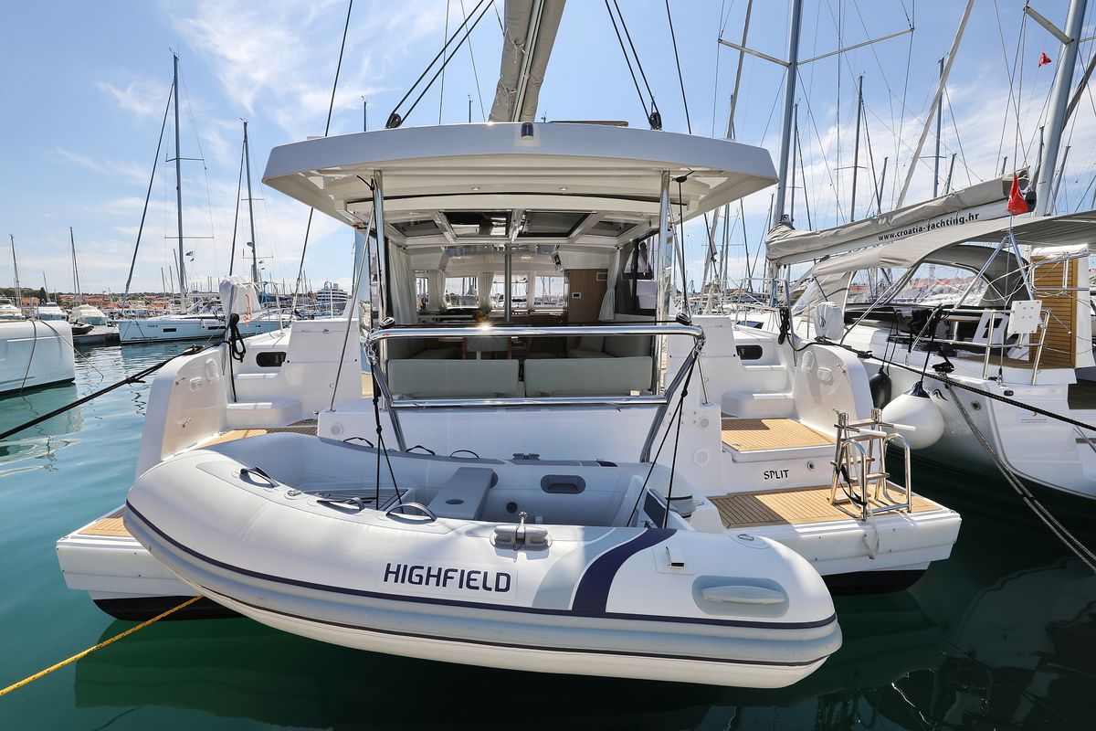 Exterior view of Bella Mare, a Bali Catspace catamaran at Seget Donji, Croatia