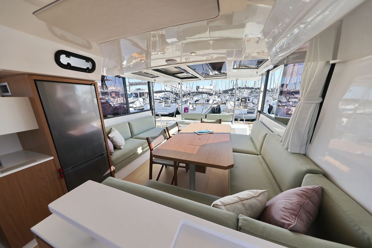 Galley of Bella Mare, a Bali Catspace catamaran at Seget Donji, Croatia
