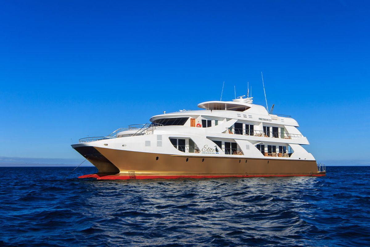 Exterior view of Elite - Cabin 4, a Gulet Power Catamaran catamaran at Baltra, Ecuador