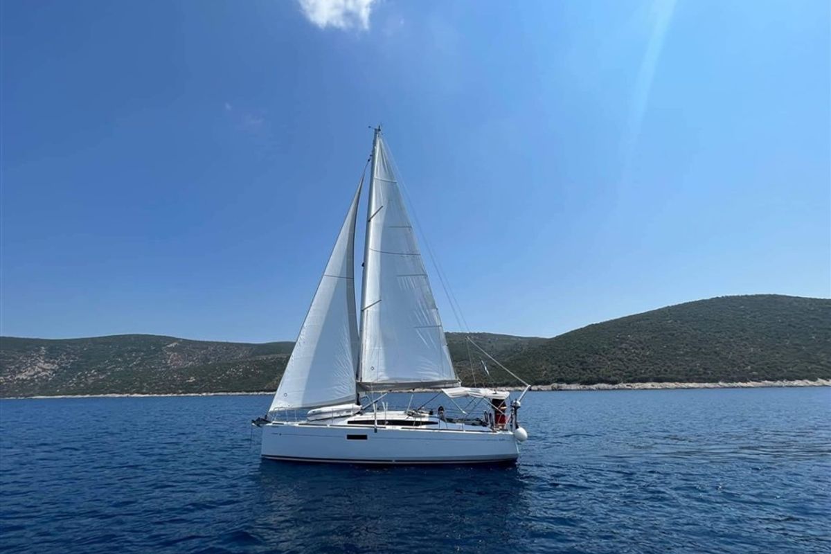 Exterior view of Dimitra, a Jeanneau Sun Odyssey 349 sailboat at Volos Municipality, Greece