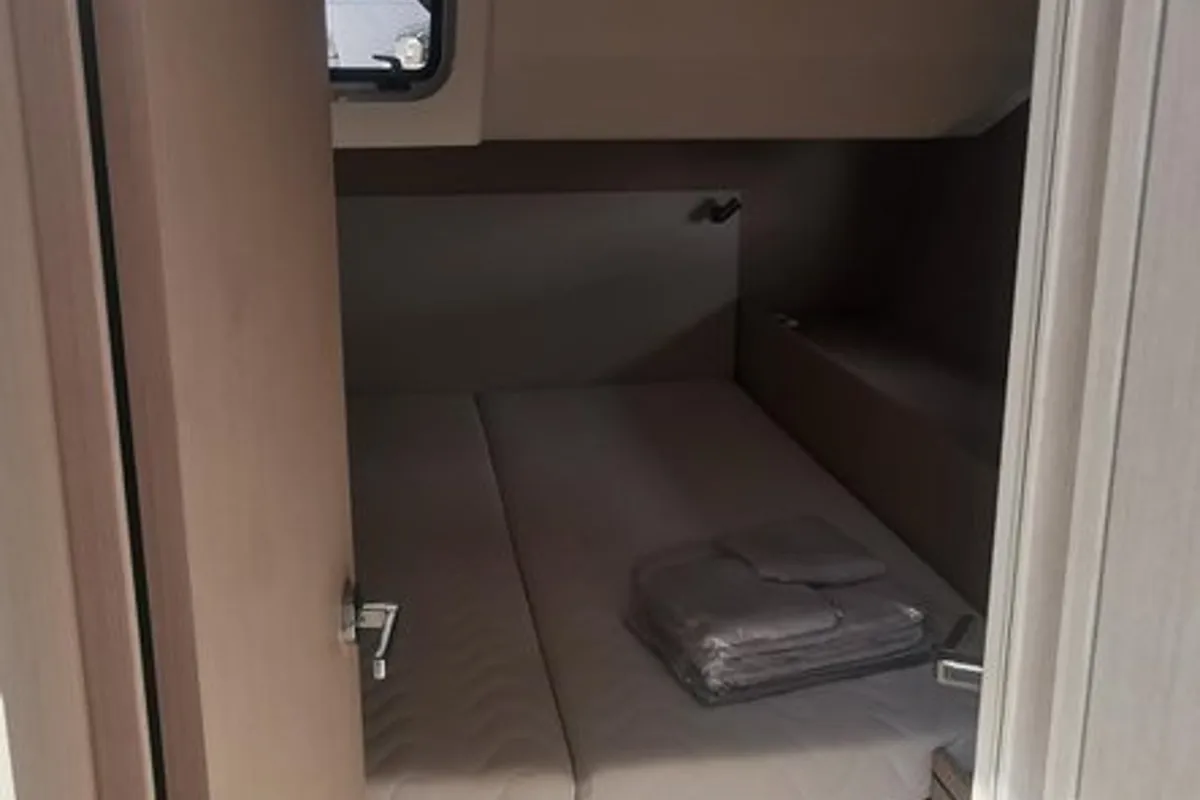 Cabin on Living In Sea, a Beneteau Oceanis 51.1 sailboat at Kontokali, Greece