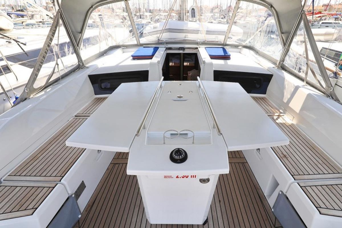 Deck of Rocket, a Beneteau Oceanis 46.1 sailboat at Grad Biograd na Moru, Croatia
