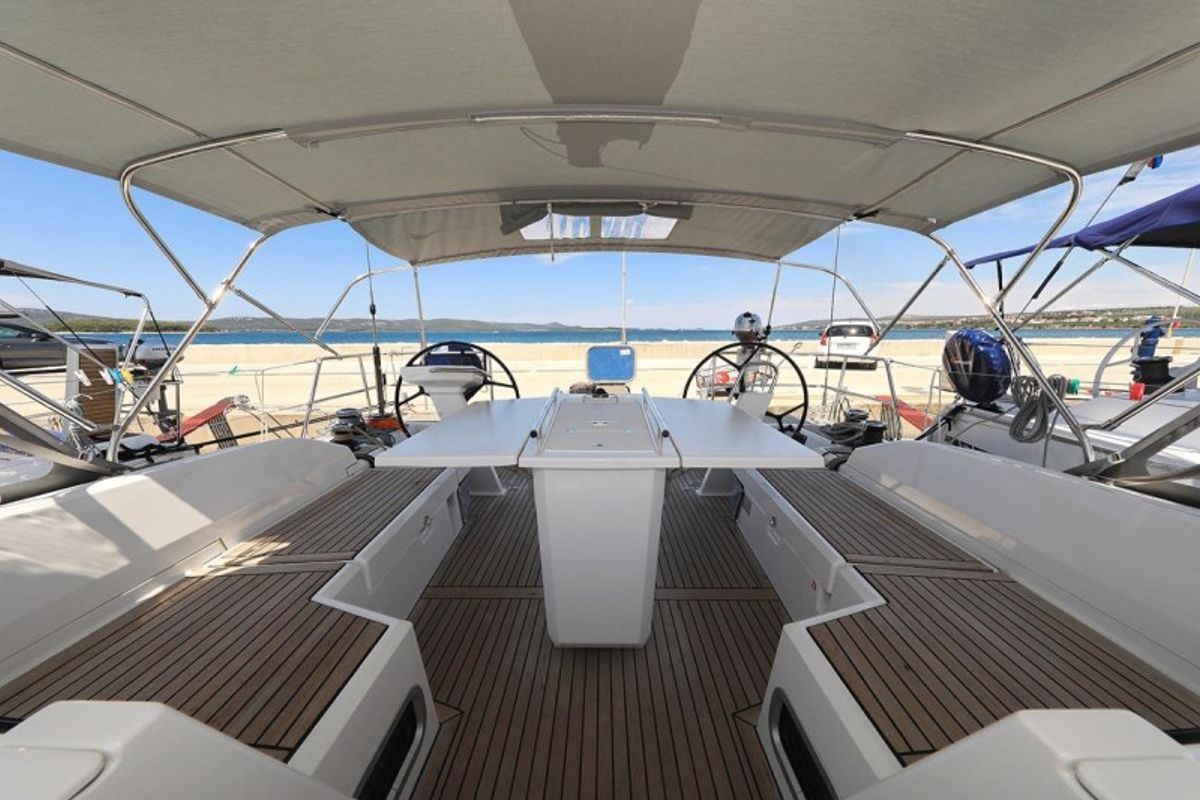 Deck of Rocket, a Beneteau Oceanis 46.1 sailboat at Grad Biograd na Moru, Croatia