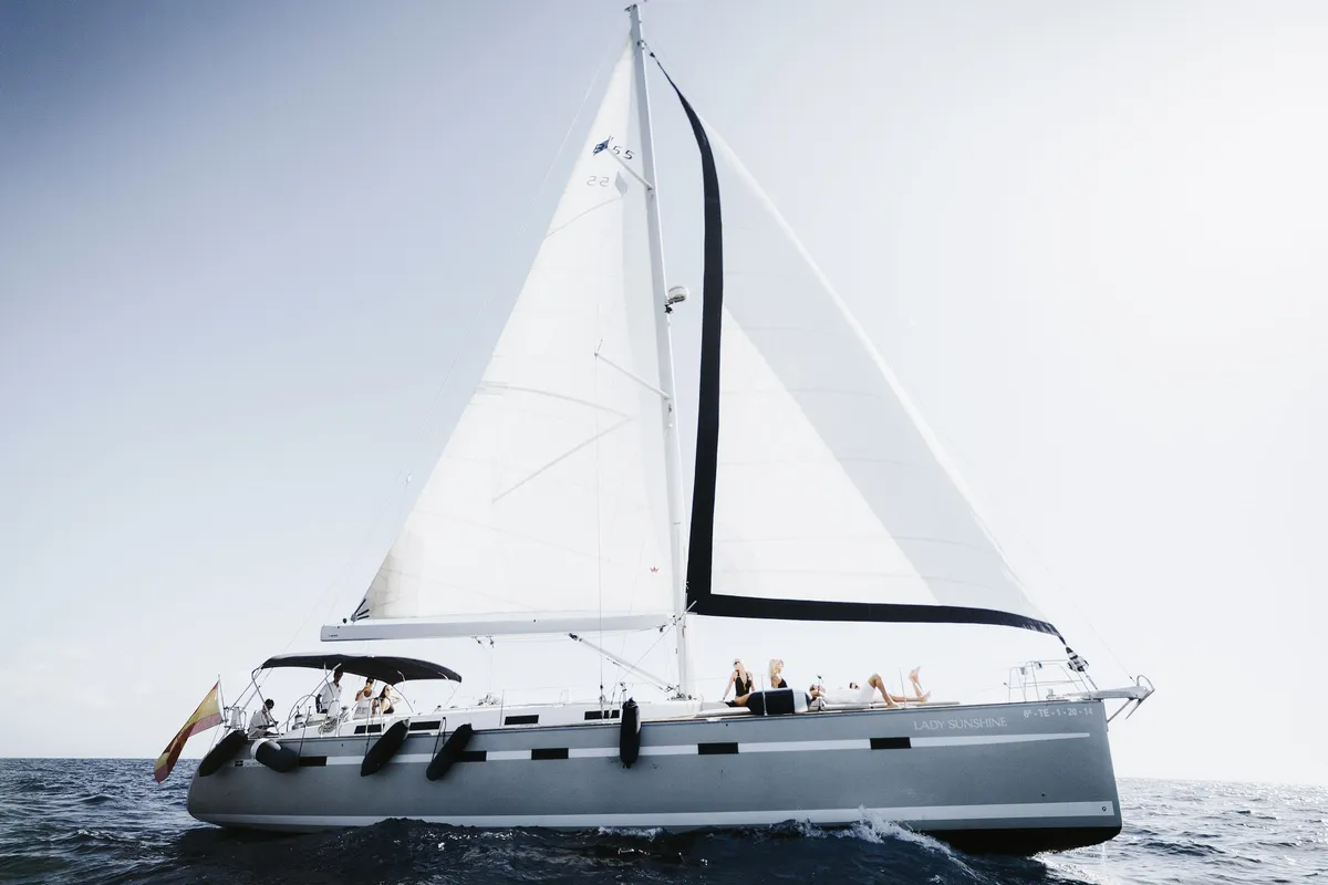 Lady Sunshine , a Bavaria Bavaria 55 Cruiser sailboat at Adeje, Spain