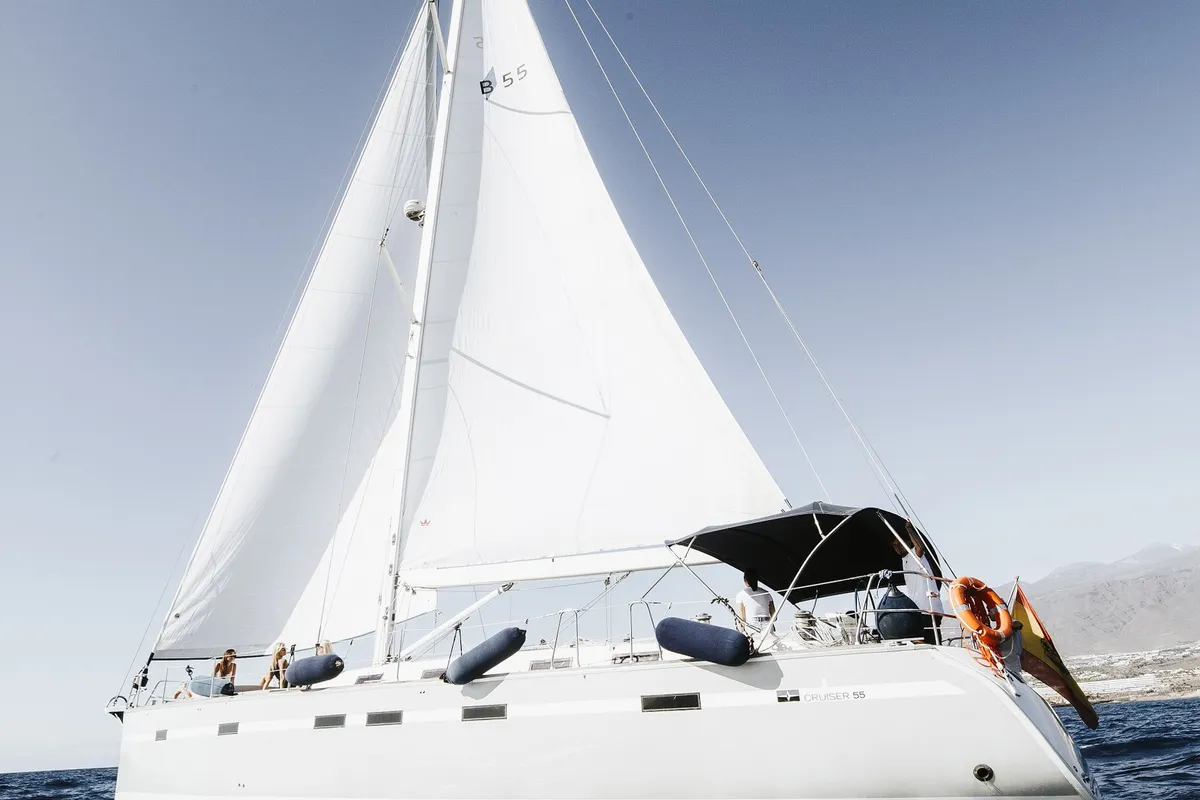 Lady Sunshine , a Bavaria Bavaria 55 Cruiser sailboat at Adeje, Spain