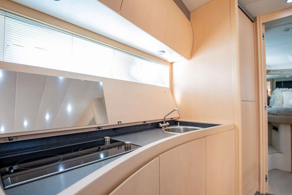 Galley of Dom Pedro, a Pershing 50 motorboat at Olbia, Italy