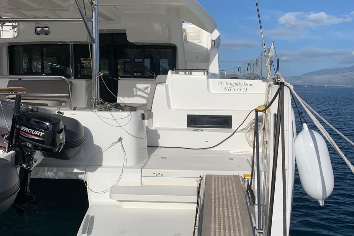 Exterior view of My Naughty Spirit, a Lagoon 46 catamaran at Municipal Unit of Ellomenos, Greece