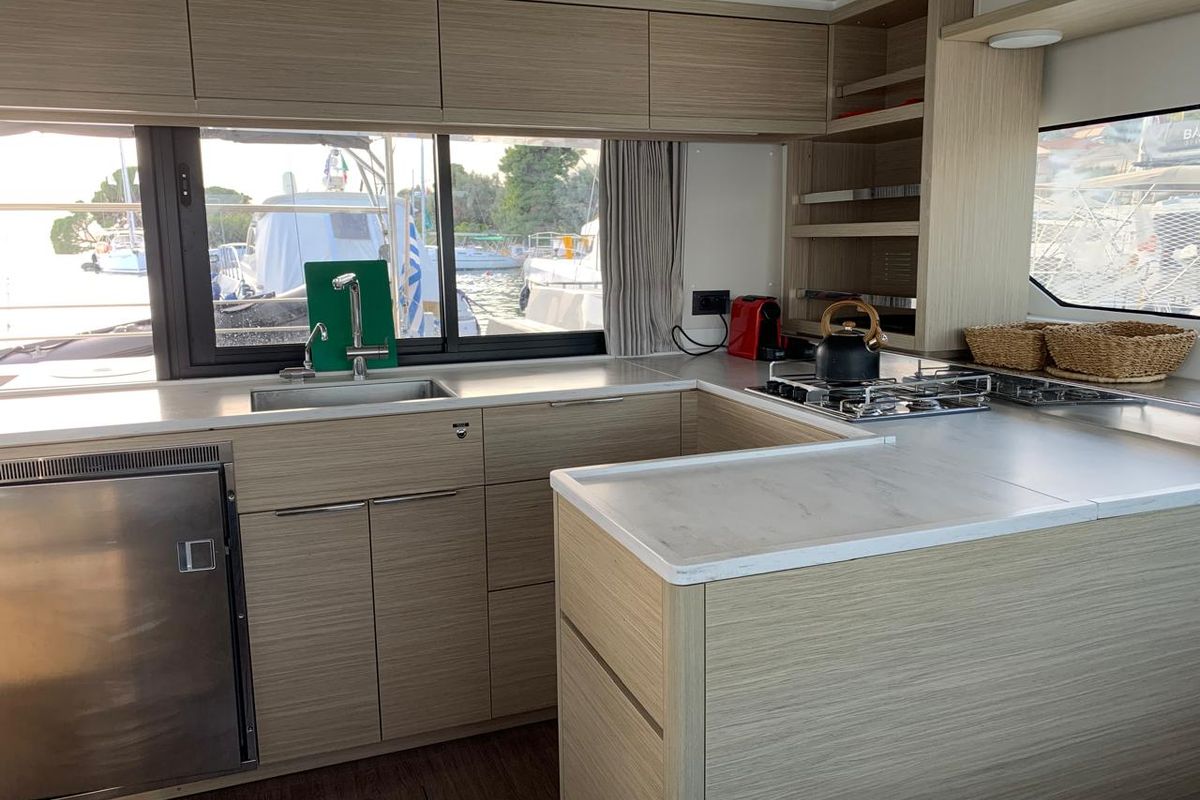 Galley of My Naughty Spirit, a Lagoon 46 catamaran at Municipal Unit of Ellomenos, Greece