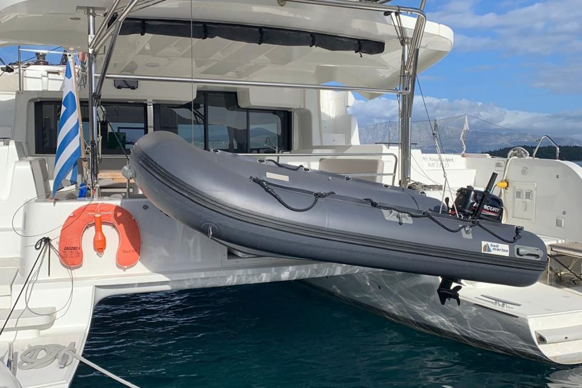 Exterior view of My Naughty Spirit, a Lagoon 46 catamaran at Municipal Unit of Ellomenos, Greece