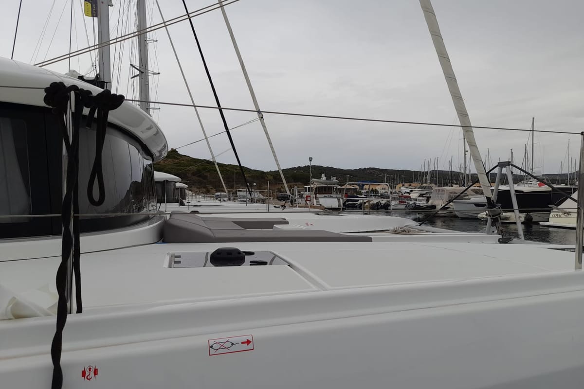 Deck of My Naughty Spirit, a Lagoon 46 catamaran at Municipal Unit of Ellomenos, Greece
