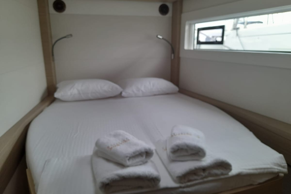 Cabin on My Naughty Spirit, a Lagoon 46 catamaran at Municipal Unit of Ellomenos, Greece