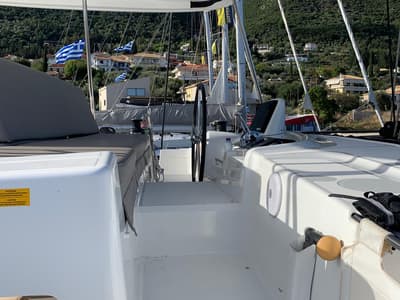 Cockpit of My Naughty Spirit, a Lagoon 46 catamaran at Municipal Unit of Ellomenos, Greece