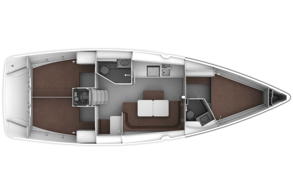 Floor plan of Extra Mile, a Bavaria Cruiser 41 sailboat at Lisbon, Portugal