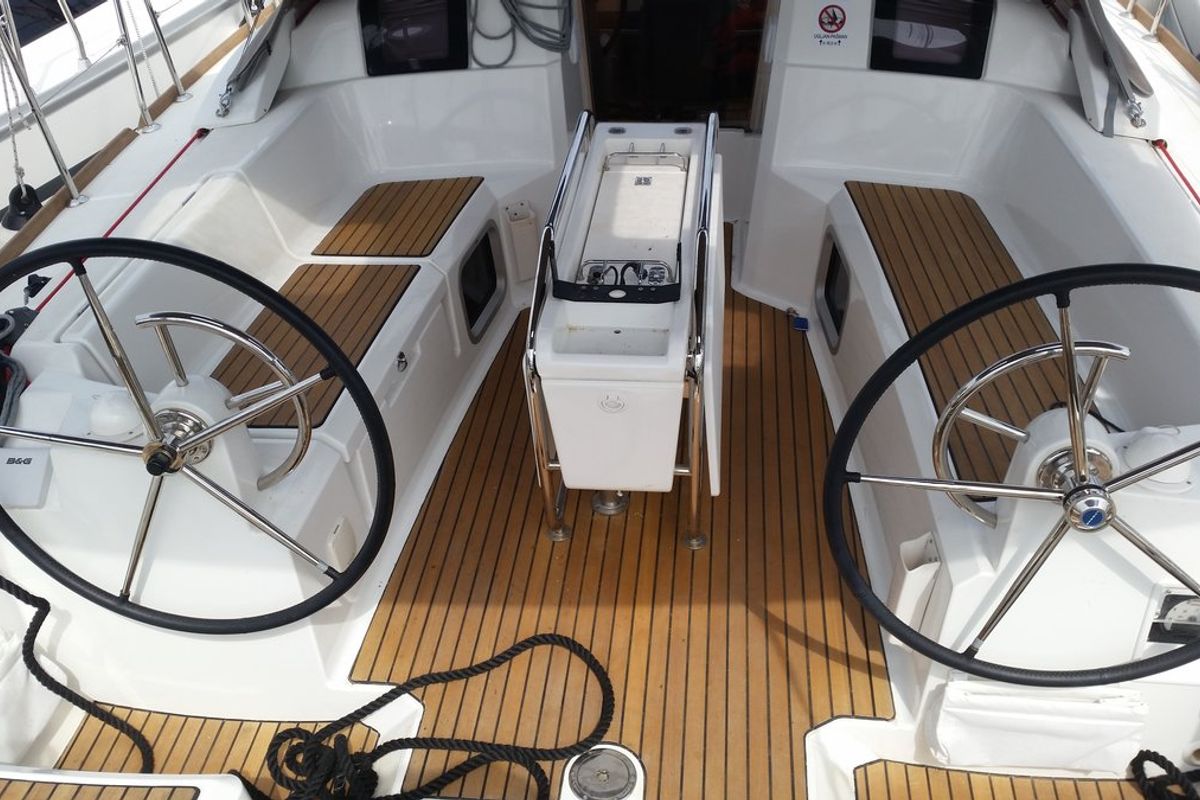 Cockpit of Orion, a Jeanneau Sun Odyssey 379 sailboat at Općina Sukošan, Croatia