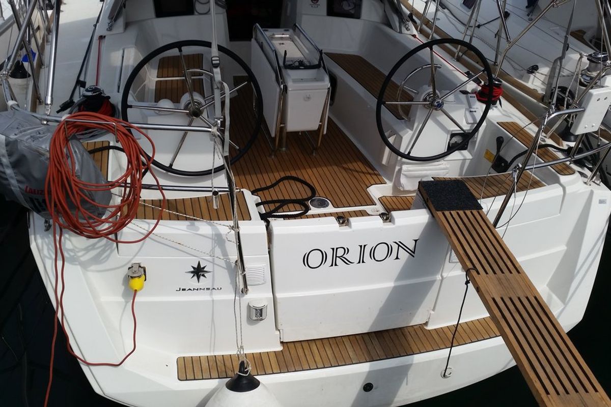 Cockpit of Orion, a Jeanneau Sun Odyssey 379 sailboat at Općina Sukošan, Croatia