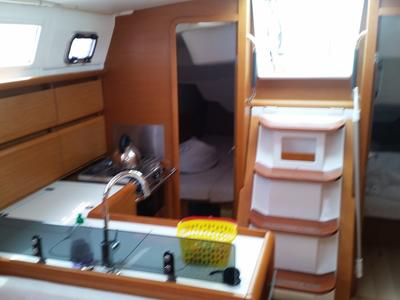 Galley of Orion, a Jeanneau Sun Odyssey 379 sailboat at Općina Sukošan, Croatia