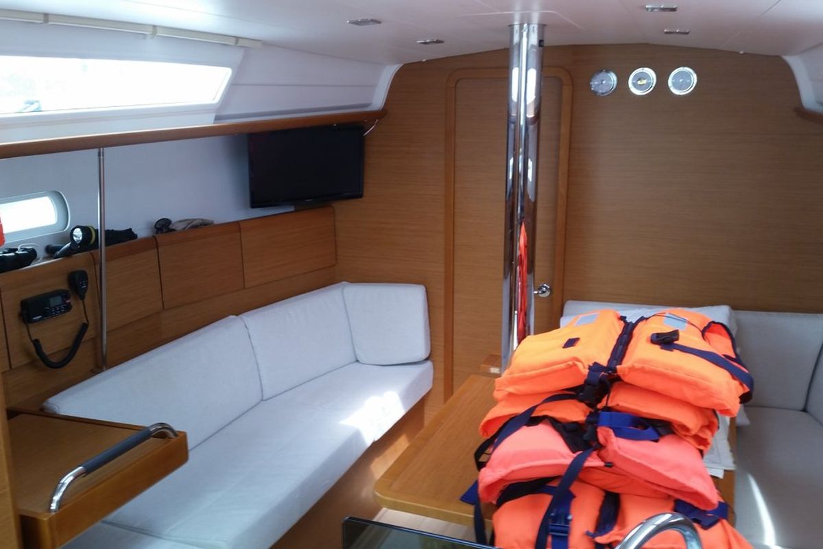 Salon of Orion, a Jeanneau Sun Odyssey 379 sailboat at Općina Sukošan, Croatia