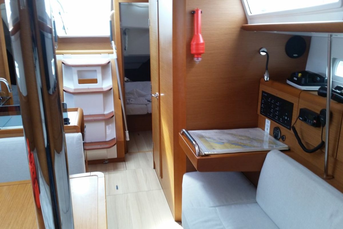 Salon of Orion, a Jeanneau Sun Odyssey 379 sailboat at Općina Sukošan, Croatia